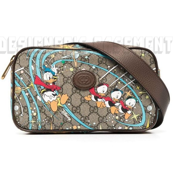 GUCCI x DISNEY brown leather Donald Duck GG Supreme 38-95 leather Belt BUM Bag - Picture 12 of 13